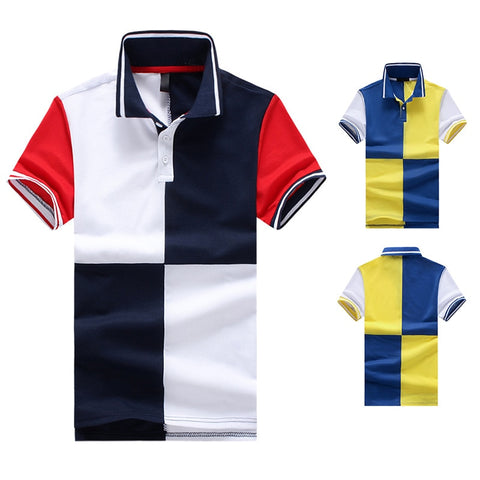 Polo shirt men jersey Short sleeve casual polo New spell color breathable Male polo homme Lapel t shirt