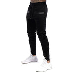 Mens Jogger Zip pocket Sweatpants Man Gyms Workout Fitness Cotton Trousers Male Casual Fashion Skinny Track Pants